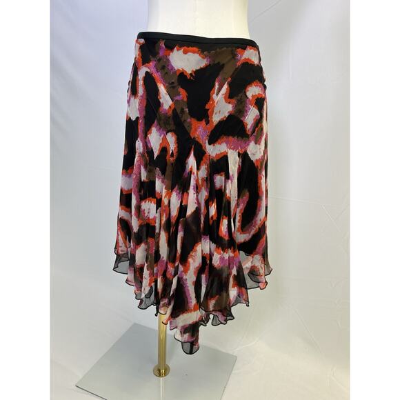 VTG Y2K Diane Von Furstenberg Silk Midi Skirt Abstract Size 2 - Picture 1 of 12